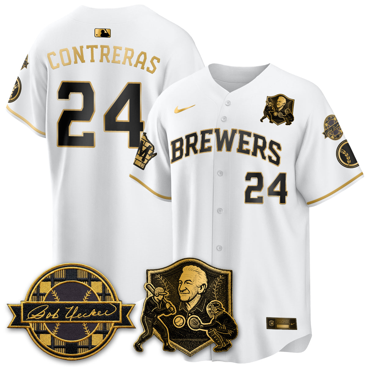 MIL Bob Uecker - 54 Seasons for Brewers' Vapor Limited Gold Jersey - All Stitched