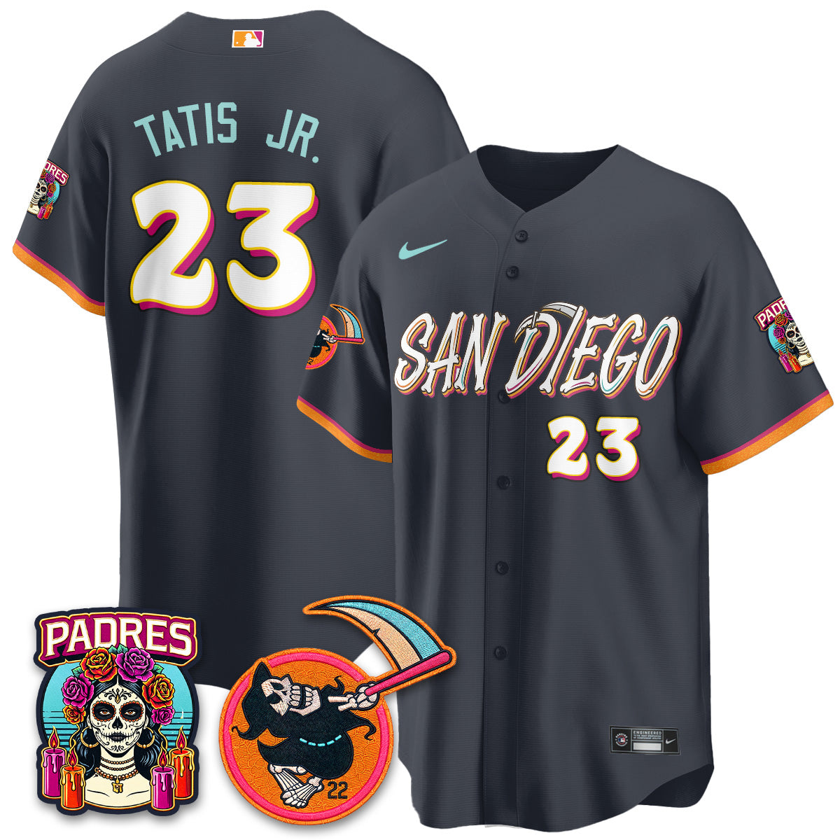 San Diego Padres x Grim Reaper Vapor Jersey - Stitched