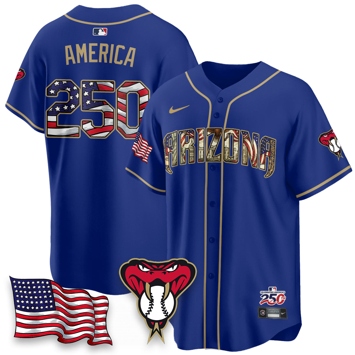 Arizona Diamondbacks 2026 Independence Day USA Vapor Limited Jersey - Stitched-NHM