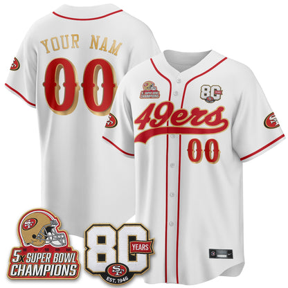 SF 80 Years & 5X Champs Vapor Baseball Custom Jersey - Stitched