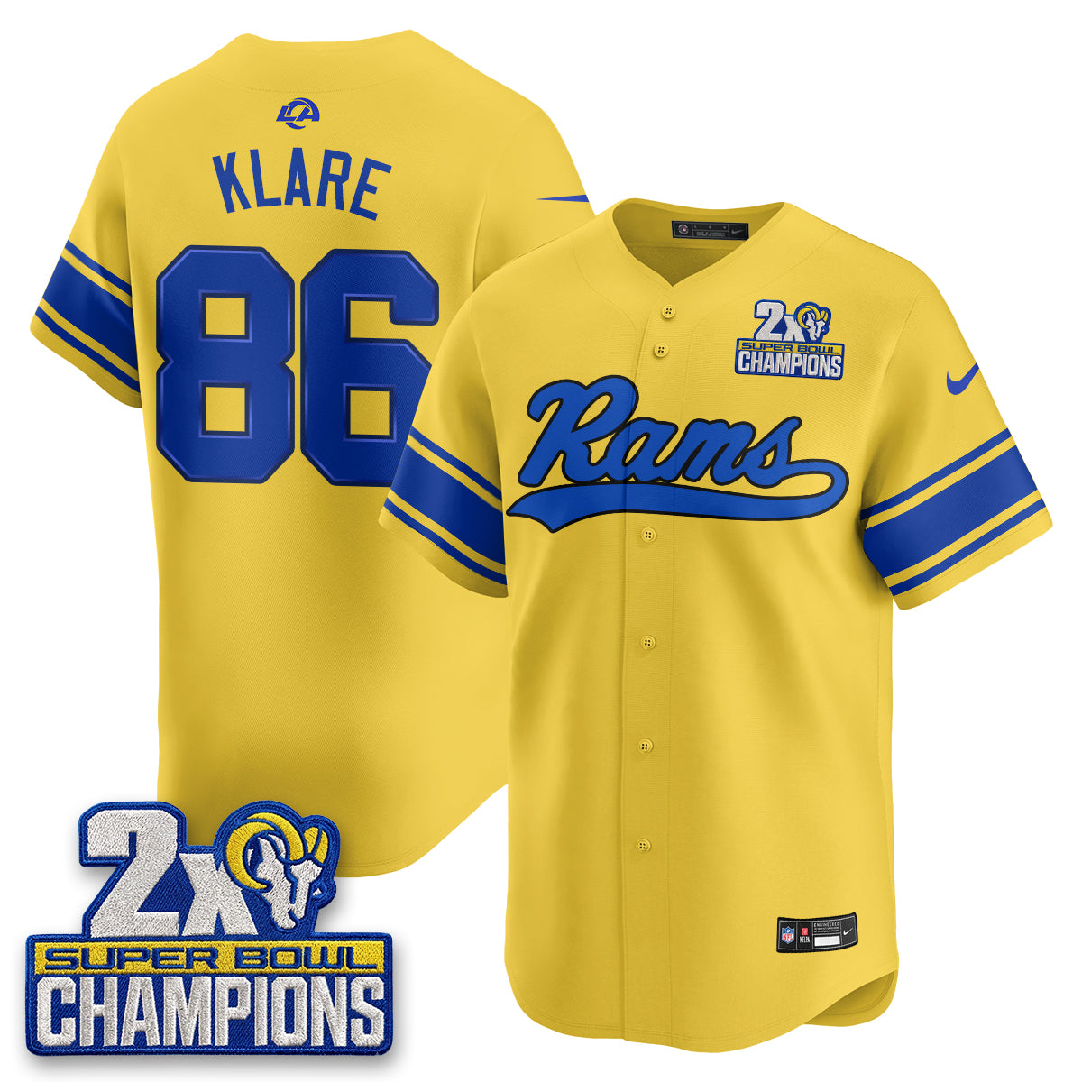 LAR 2X Champs Rivalries Baseball Vapor Jersey - Stitched