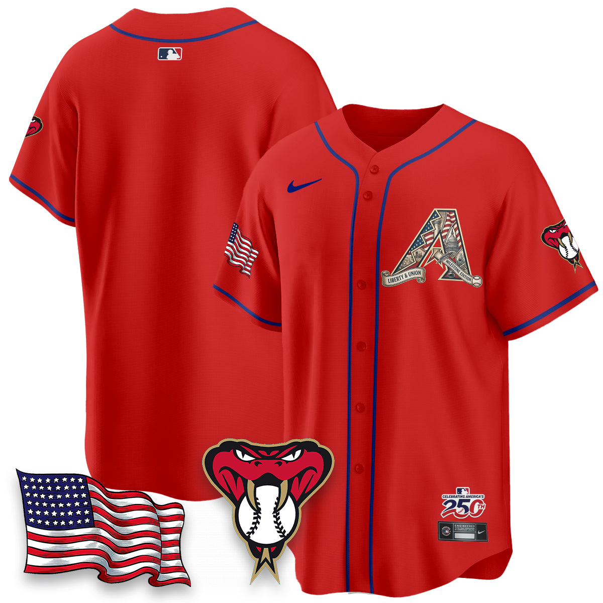 Arizona Diamondbacks 2026 Independence Day USA Vapor Limited Jersey - Stitched-NHM