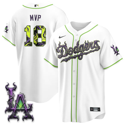 Los Angeles Dodgers Villains Halloween - Horned Queen Vapor Jersey- Stitched