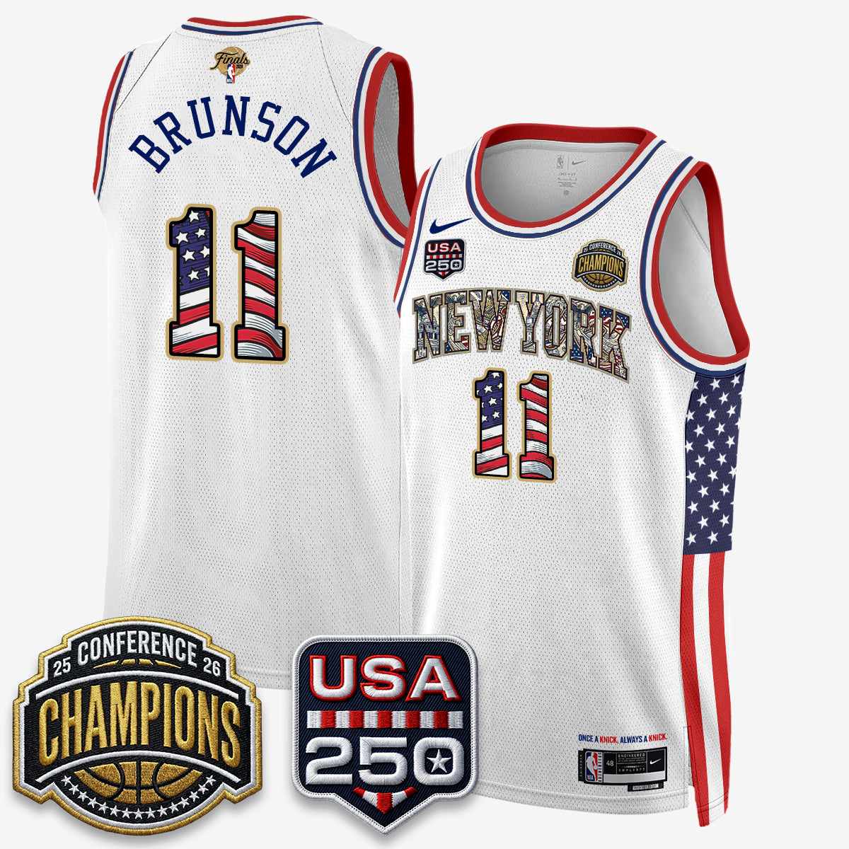 NYK 2026 NBA Eastern Conference Champions x Fourth of July Vapor Jersey - Stitched