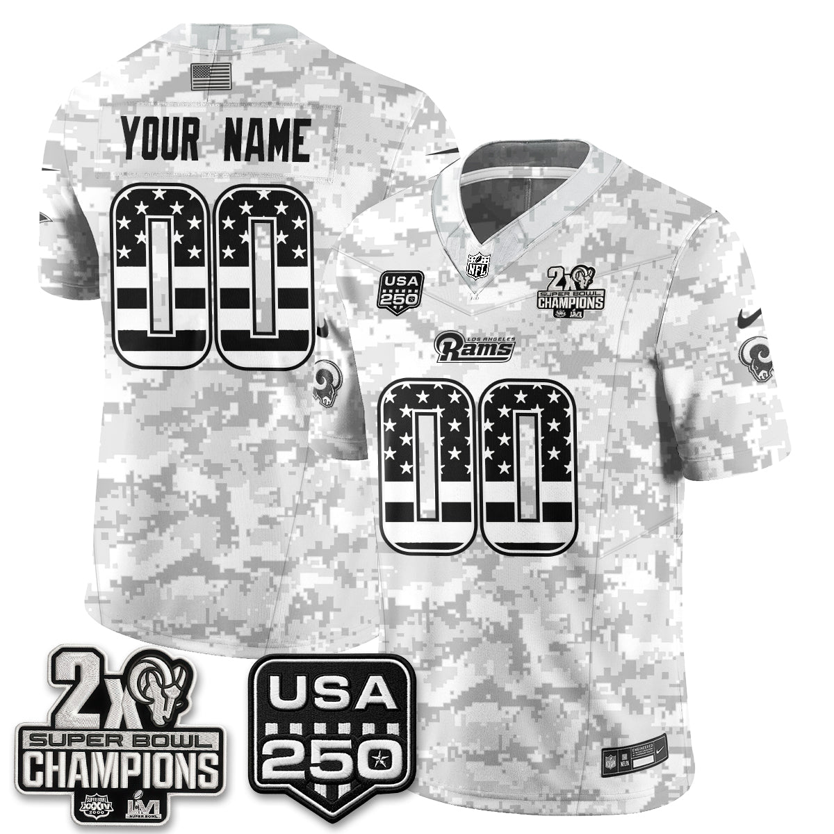 LAR 2026 Salute To Service Vapor Custom Jersey - Stitched