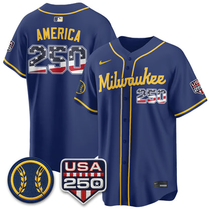 Milwaukee Brewers Fourth of July Vapor Limited Jersey - Stitched