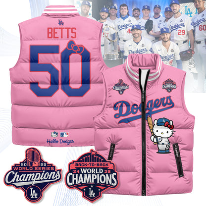 Los Angeles Dodgers Meow KT Edition Unisex Puffer Vest - Printed