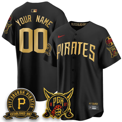PIT 2026 City Connect Vapor Limited Custom Jersey - Cobra & Est 1887 Patch - All Stitched