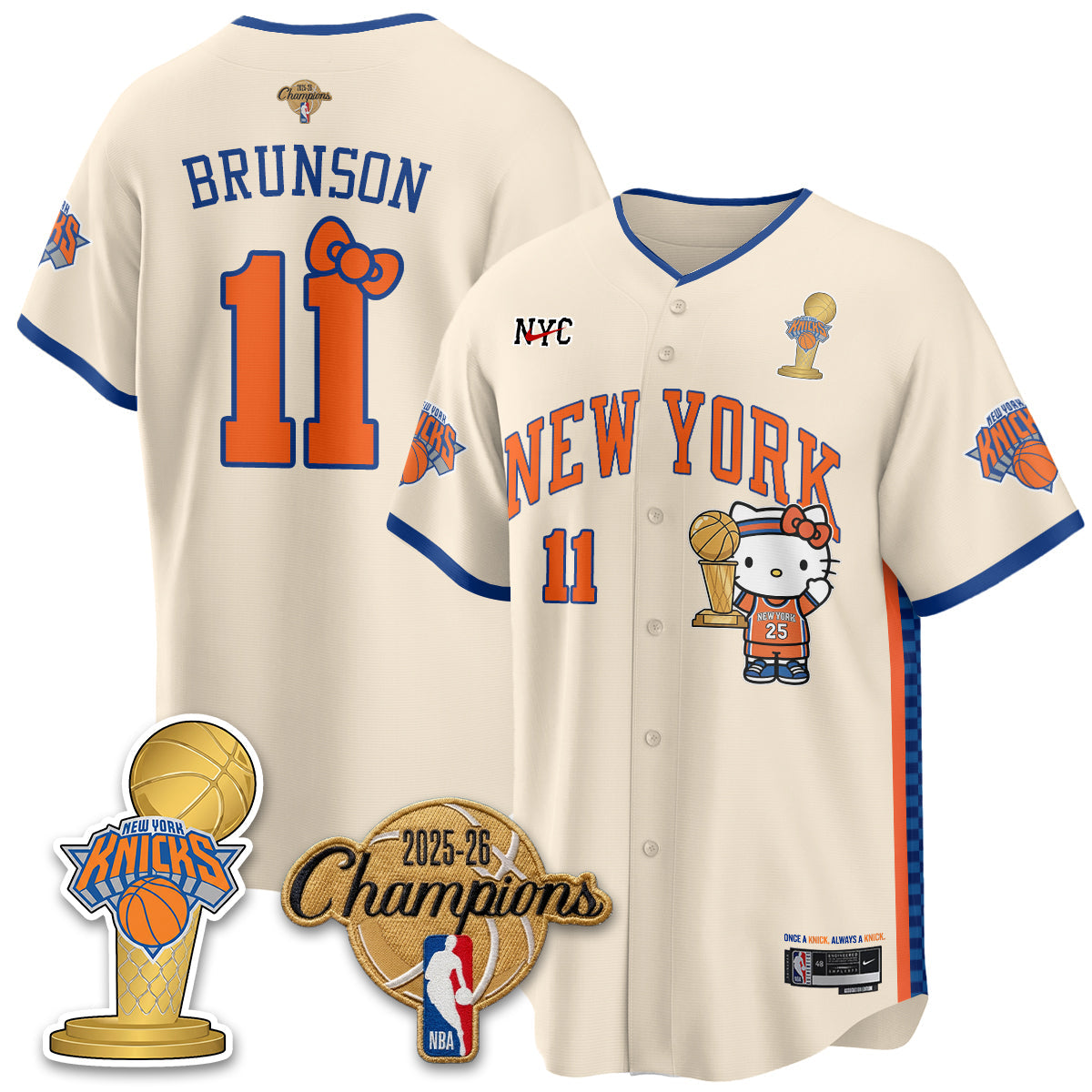 NYK 2026 NBA Champions x Meow Kitty Vapor Jersey - Stitched-NHM