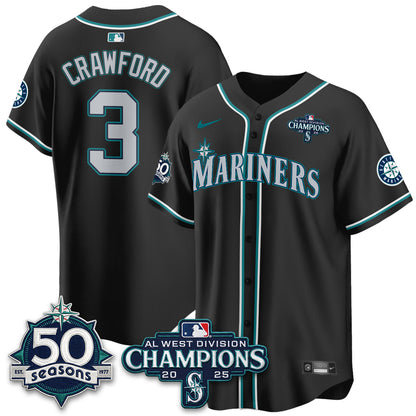 Seattle Mariners 50th Anniversary Black Out Style Vapor Premier Limited Jersey - All Stitched