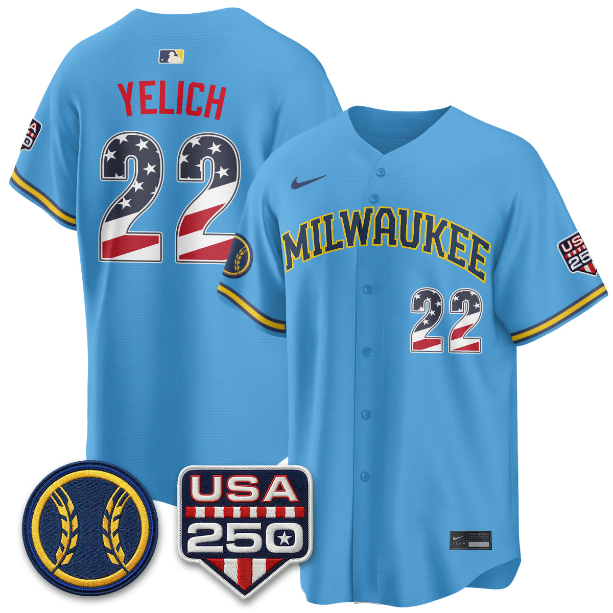 Milwaukee Brewers Fourth of July Vapor Limited Jersey - Stitched