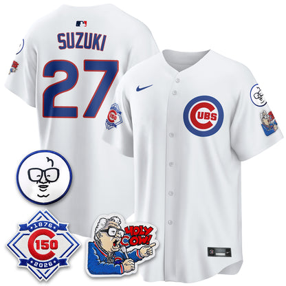 Chicago Cubs 150th Anniversary Harry Caray Holy Cow Vapor Premier Limited Jersey - All Stitched V2