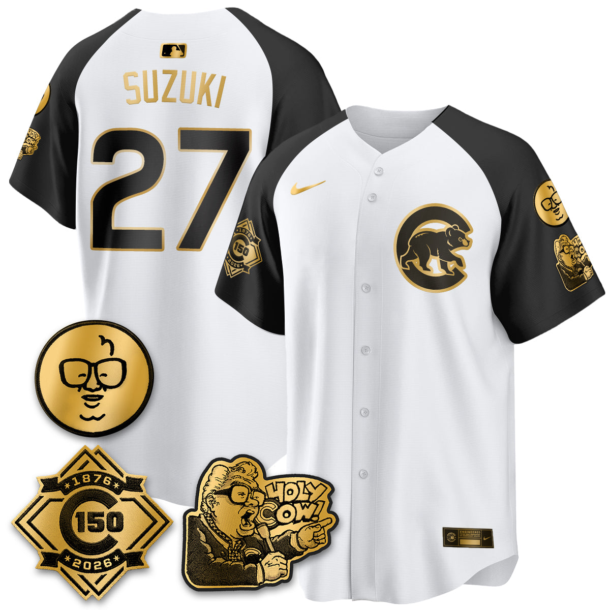 Chicago Cubs 150th Anniversary Harry Caray Holy Cow Vapor Premier Limited Jersey - All Stitched V3