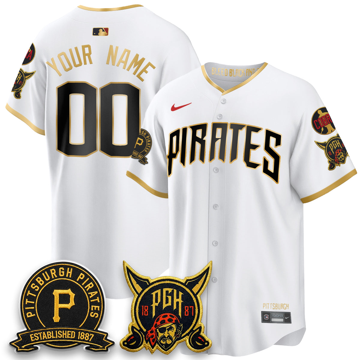 PIT 2026 City Connect Vapor Limited Custom Jersey - Cobra & Est 1887 Patch - All Stitched