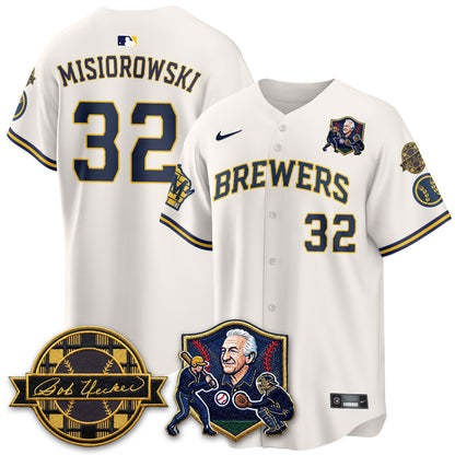 MIL Bob Uecker - 54 Seasons for Brewers' Vapor Limited Gold Jersey - All Stitched