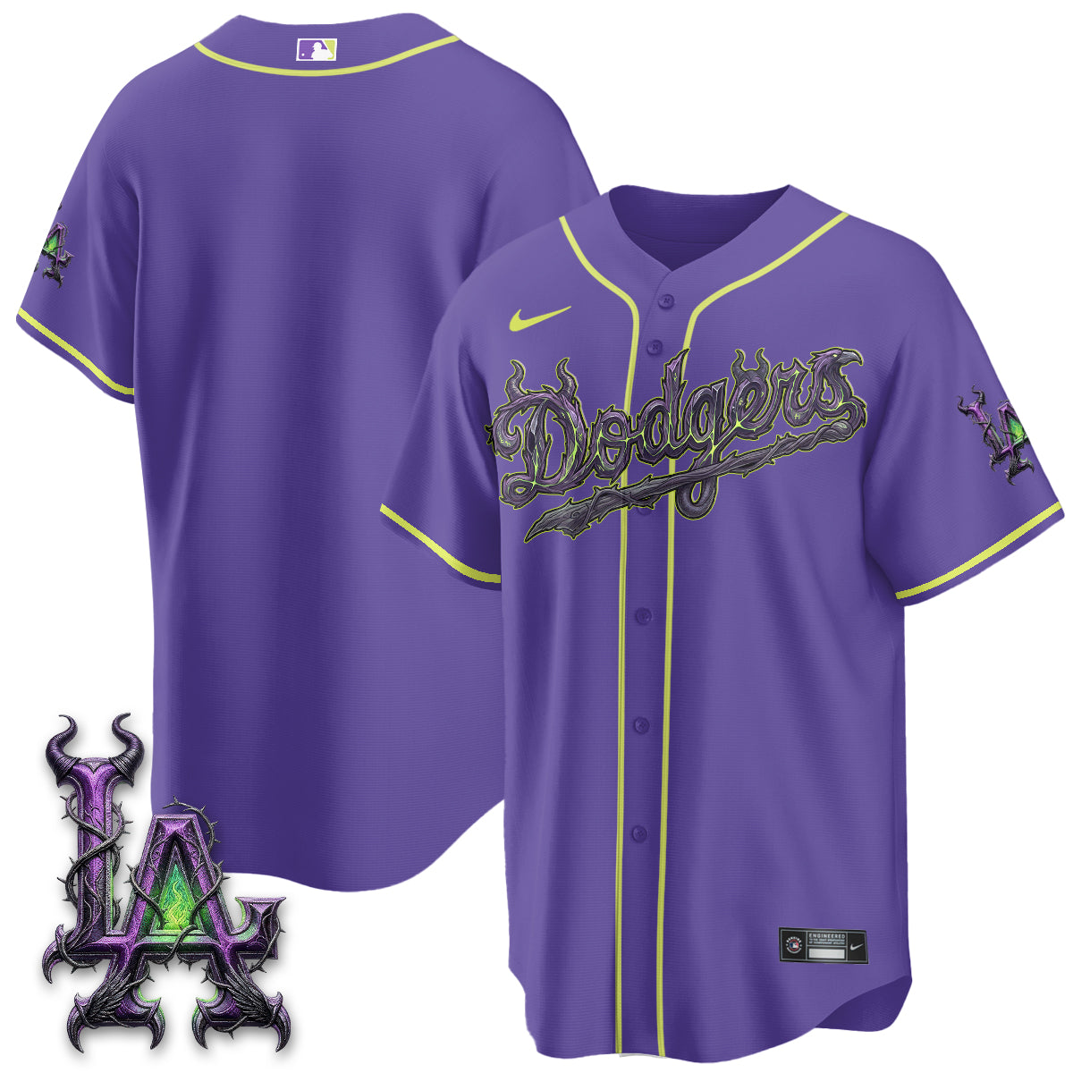 Los Angeles Dodgers Villains Halloween - Horned Queen Vapor Jersey- Stitched