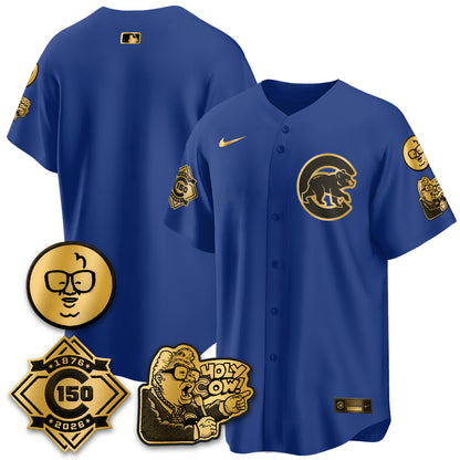 Chicago Cubs 150th Anniversary Harry Caray Holy Cow Vapor Premier Limited Jersey - All Stitched V3