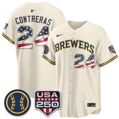 Milwaukee Brewers Fourth of July Vapor Limited Jersey - Stitched