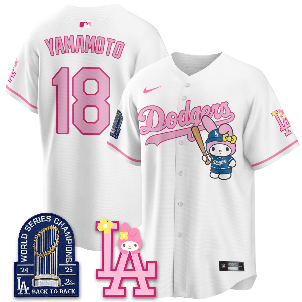 Los Angeles Dodgers My Melody Edition Vapor Jersey - Stitched
