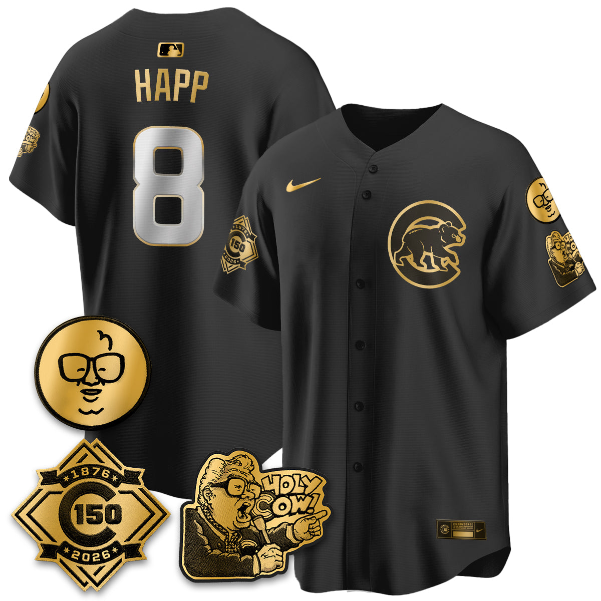 Chicago Cubs 150th Anniversary Harry Caray Holy Cow Vapor Premier Limited Jersey - All Stitched V3