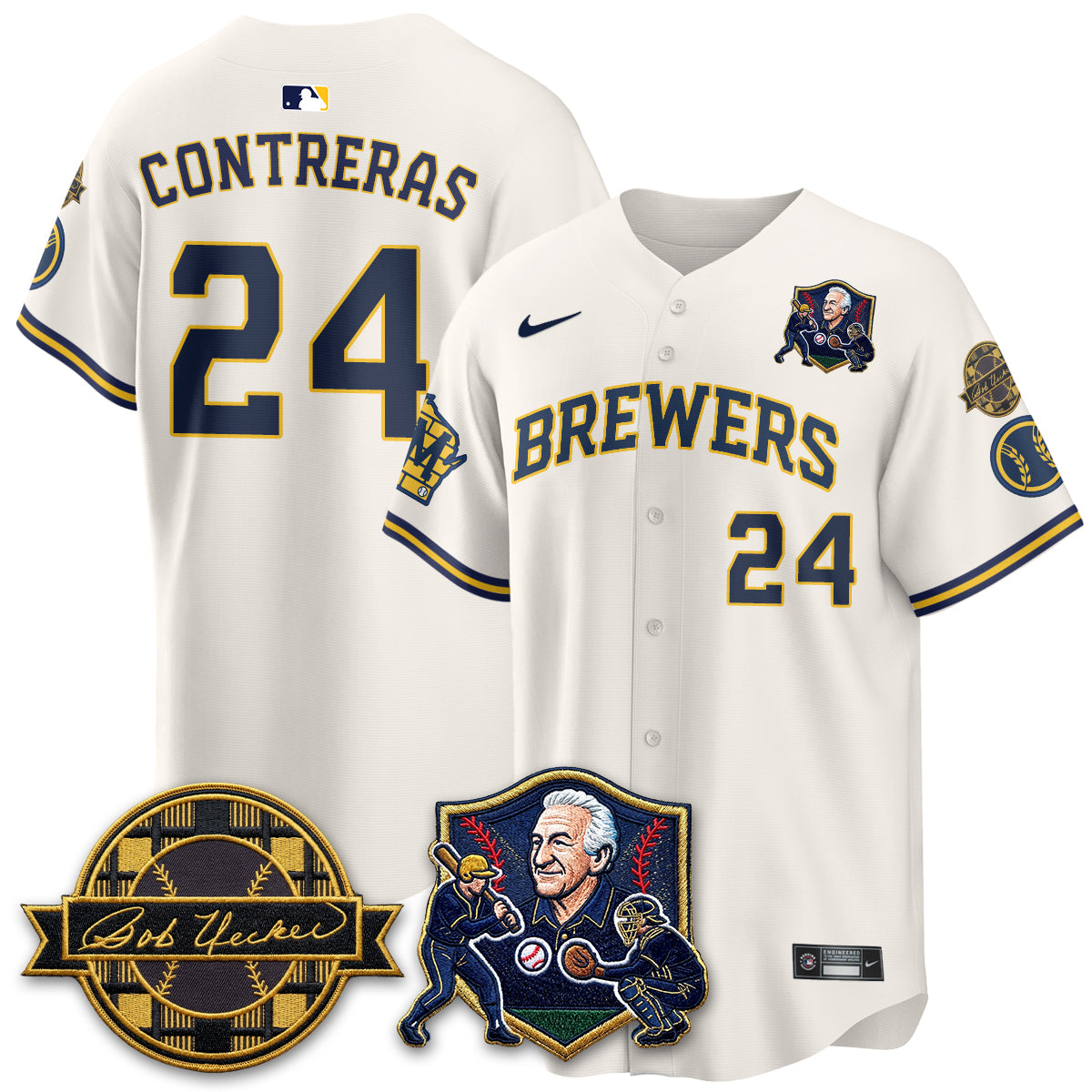 MIL Bob Uecker - 54 Seasons for Brewers' Vapor Limited Gold Jersey - All Stitched
