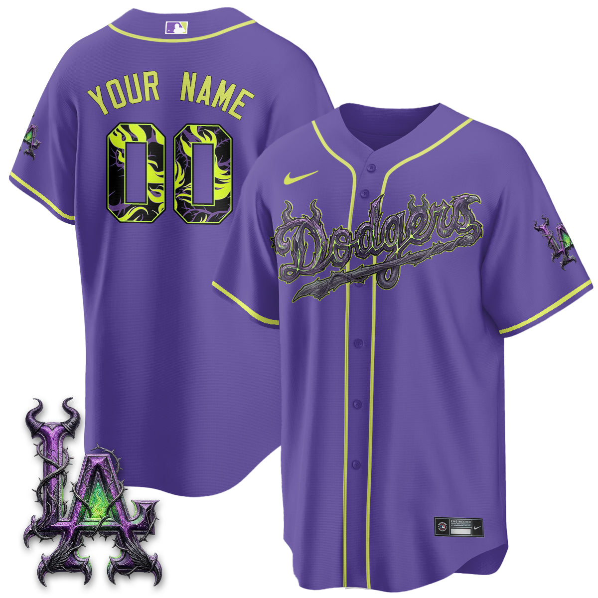 Los Angeles Dodgers Villains Halloween - Horned Queen Vapor Custom Jersey- Stitched