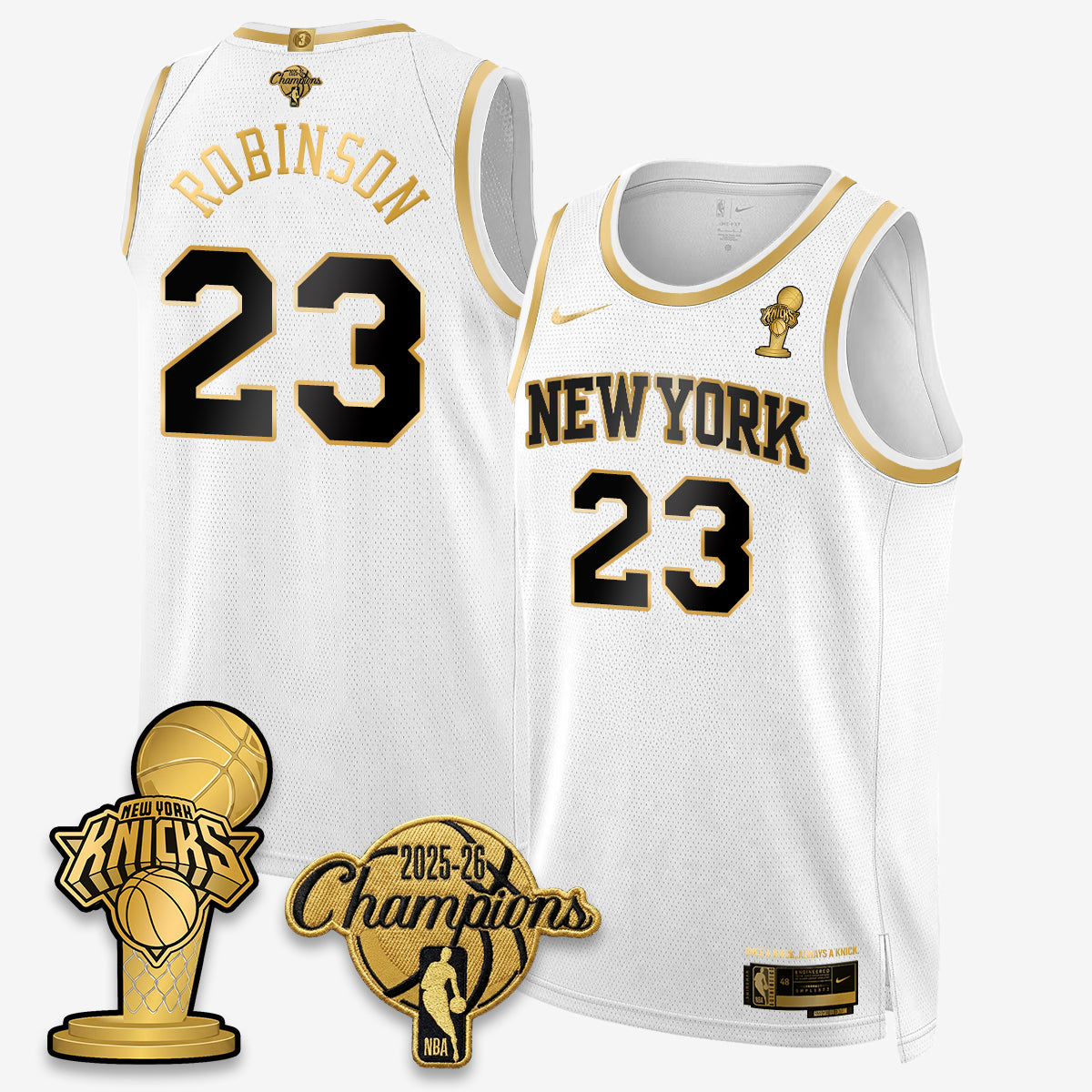 New York Knicks 2026 NBA Champions Gold Edition Vapor Jersey - Stitched