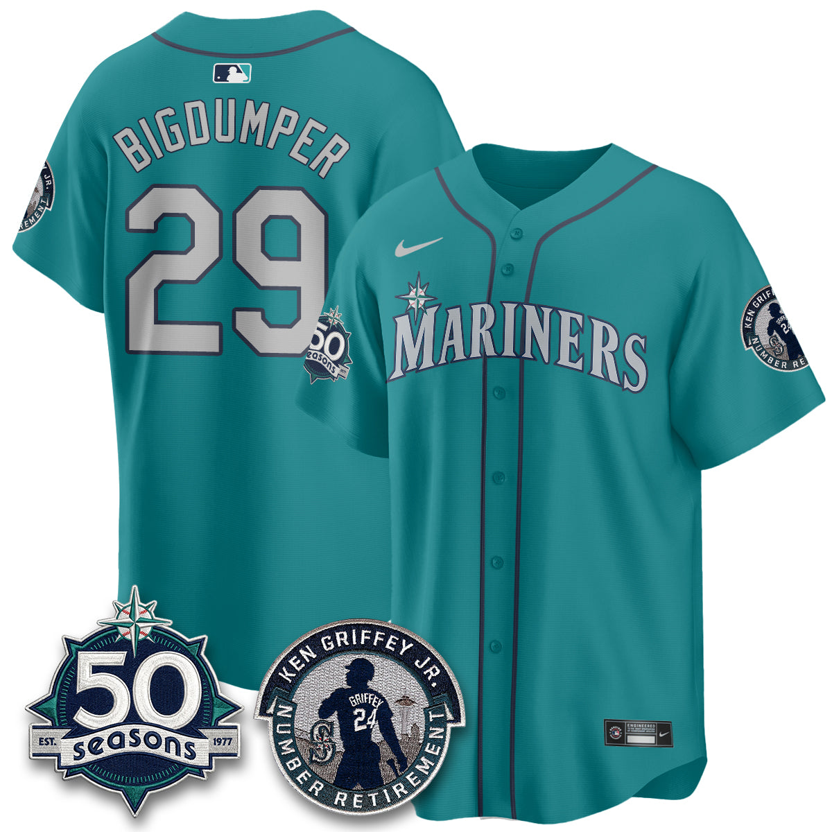 SEA Ken Griffey Jr. Patch Vapor Premier Limited Jersey - All Stitched