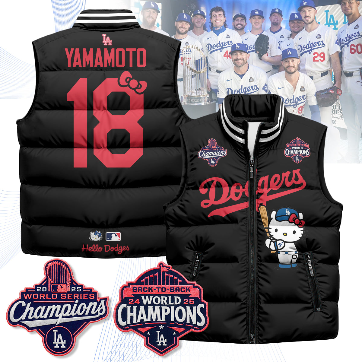 Los Angeles Dodgers Meow KT Edition Unisex Puffer Vest - Printed