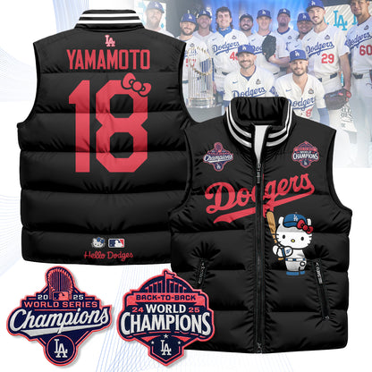 Los Angeles Dodgers Meow KT Edition Unisex Puffer Vest - Printed