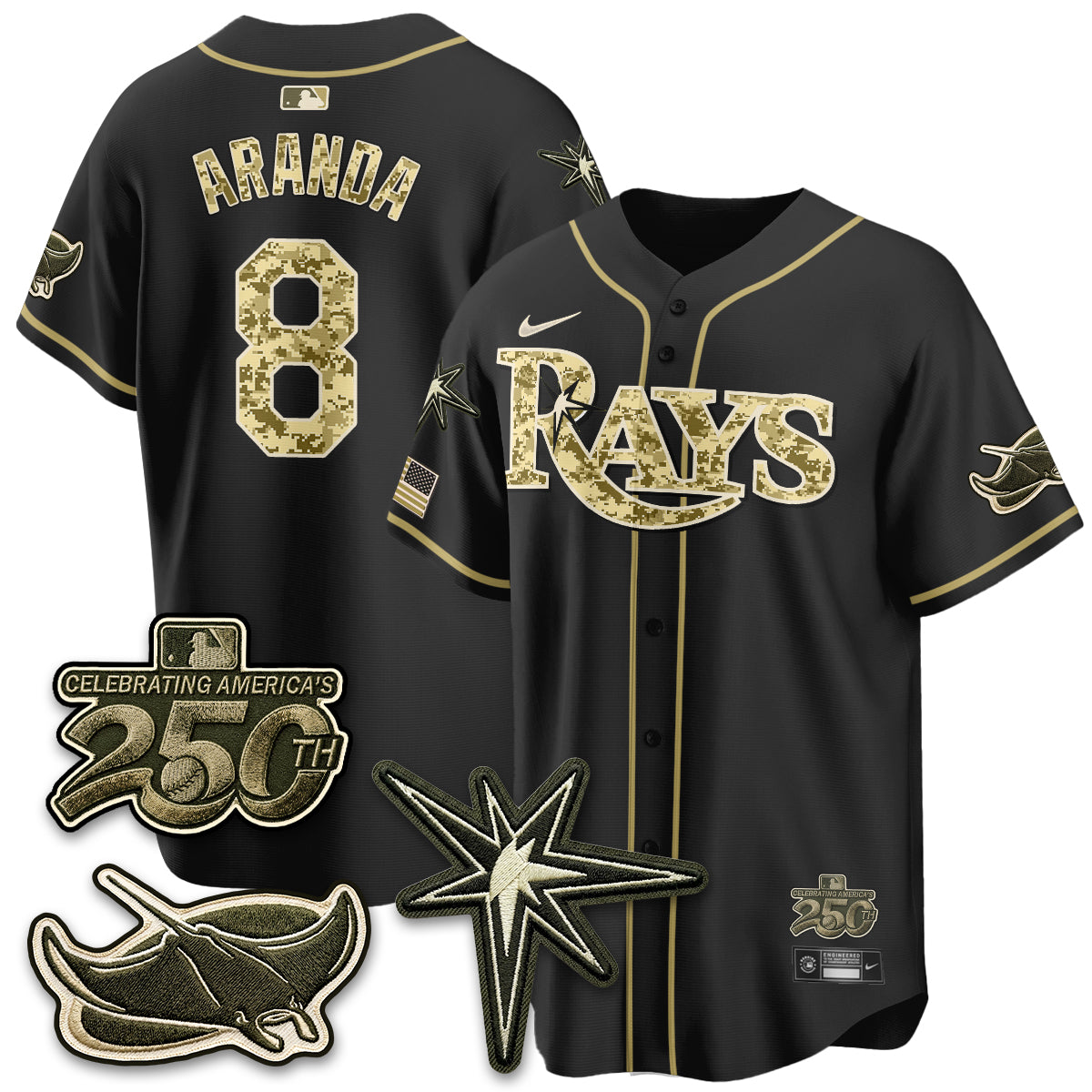 Tampa Bay Rays 2026 Armed Forces Day Jersey V2 - Stitched
