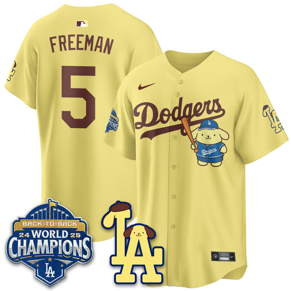 Los Angeles Dodgers Pompompurin Edition Vapor Jersey - Stitched
