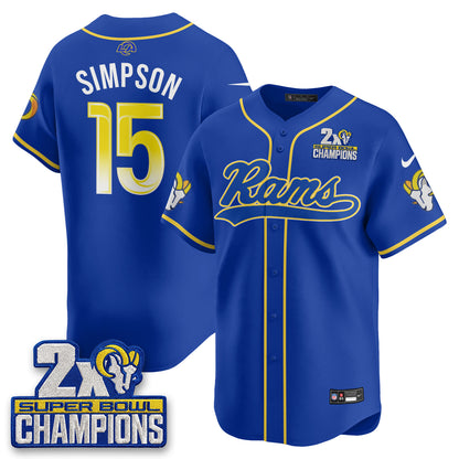 LAR 2X Champs Rivalries Baseball Vapor Jersey - Stitched