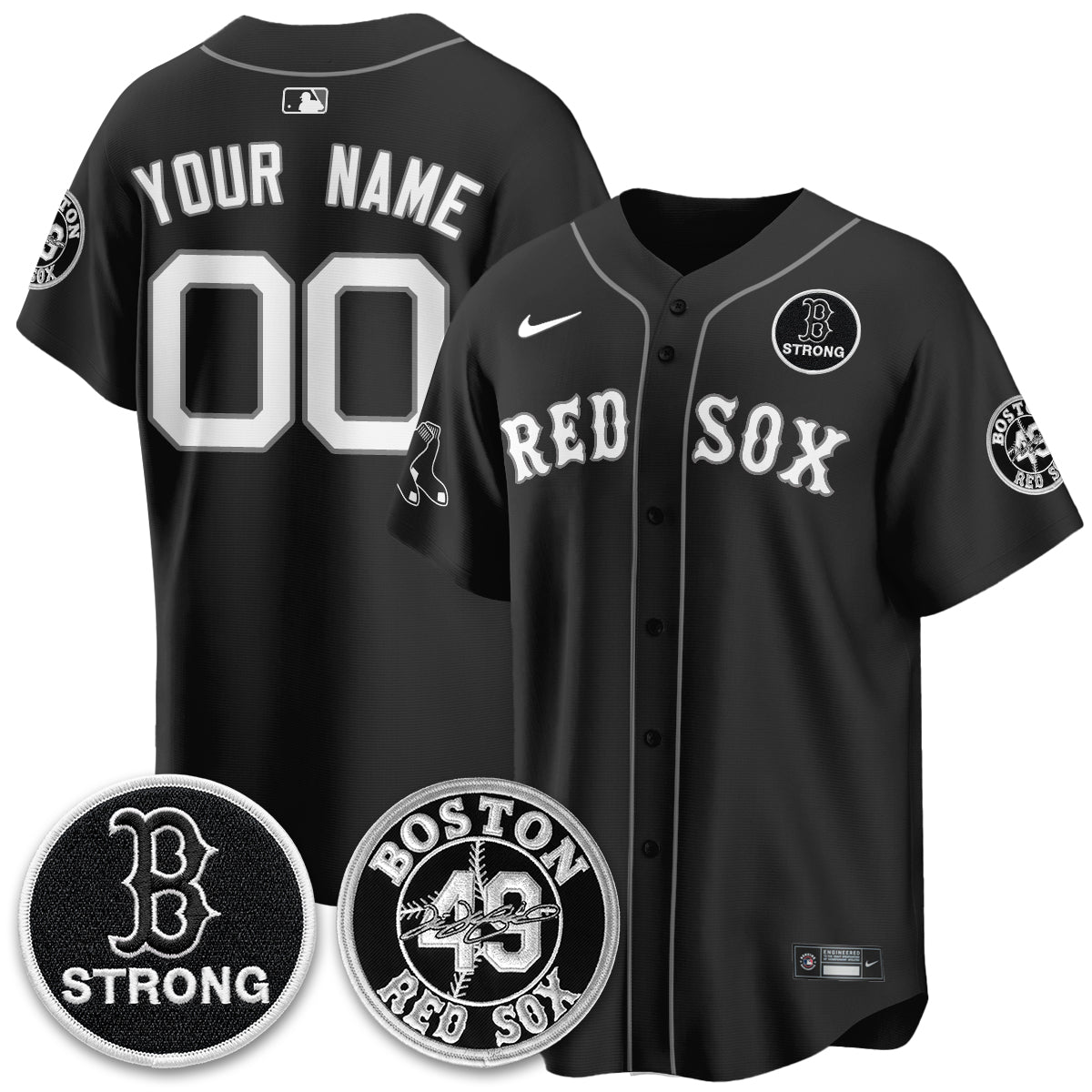 BOS Tim Wakefield Memorial Patch Vaper Premier Limited Custom Jersey - Stitched V2