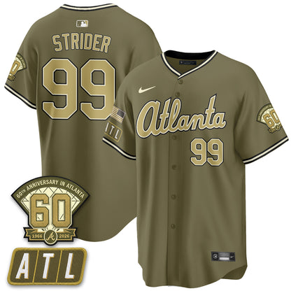 ATL New Era Olive 2026 Armed Forces Day Vapor Limited Jersey - All Stitched