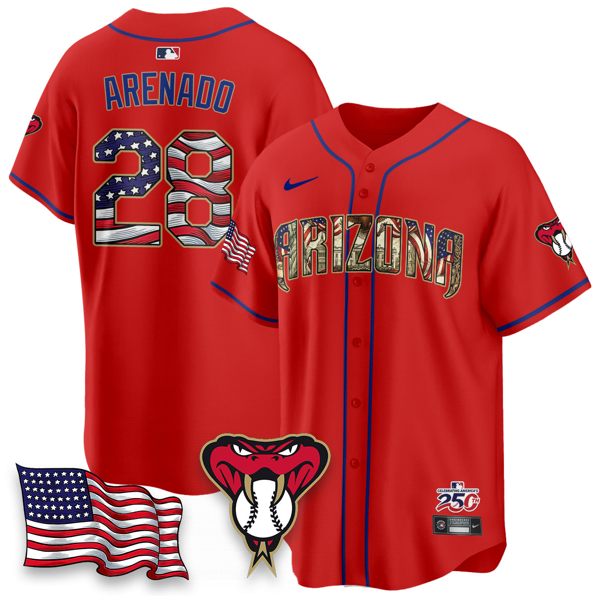 Arizona Diamondbacks 2026 Independence Day USA Vapor Limited Jersey - Stitched-NHM