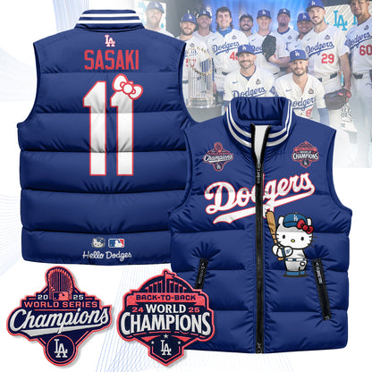 Los Angeles Dodgers Meow KT Edition Unisex Puffer Vest - Printed