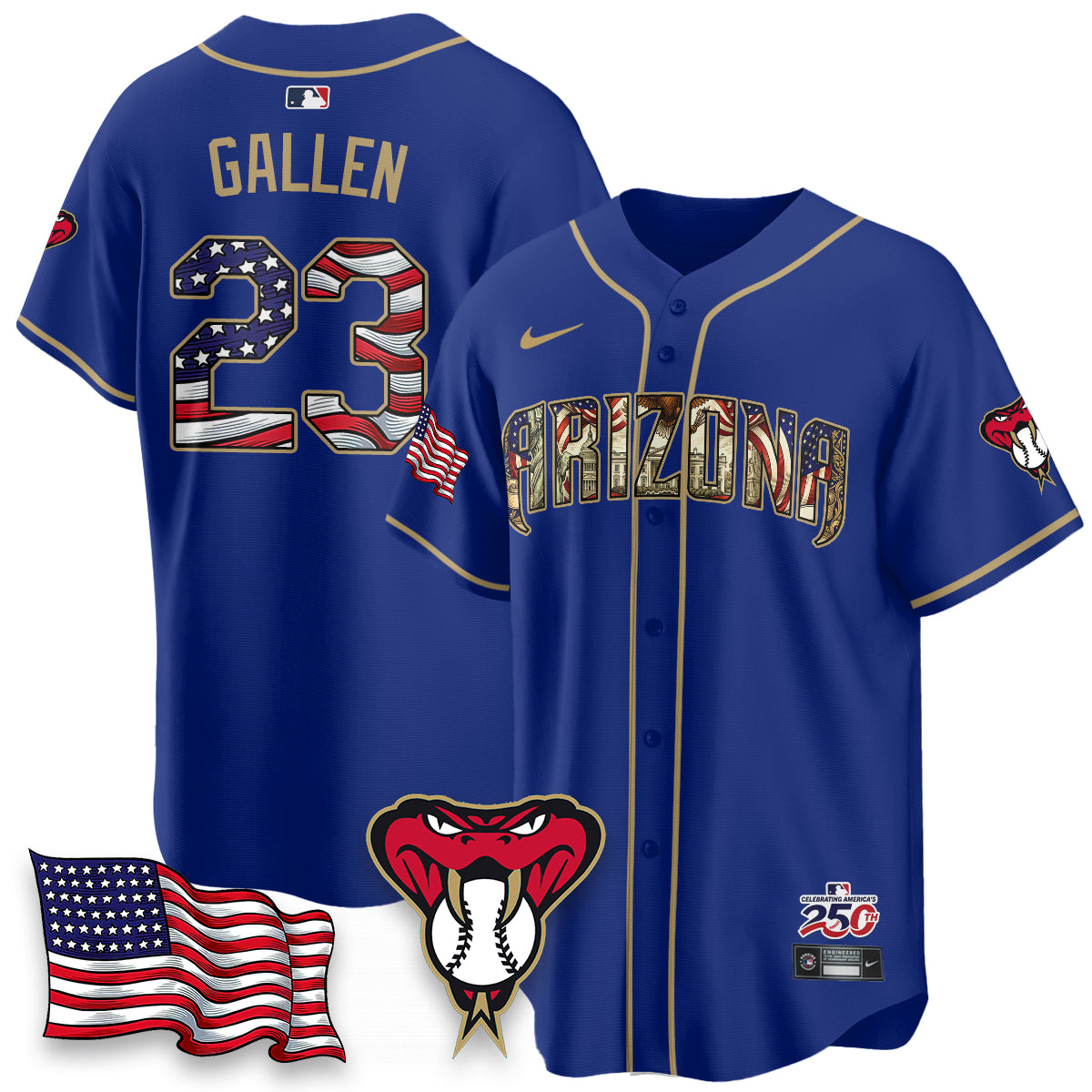 Arizona Diamondbacks 2026 Independence Day USA Vapor Limited Jersey - Stitched-NHM