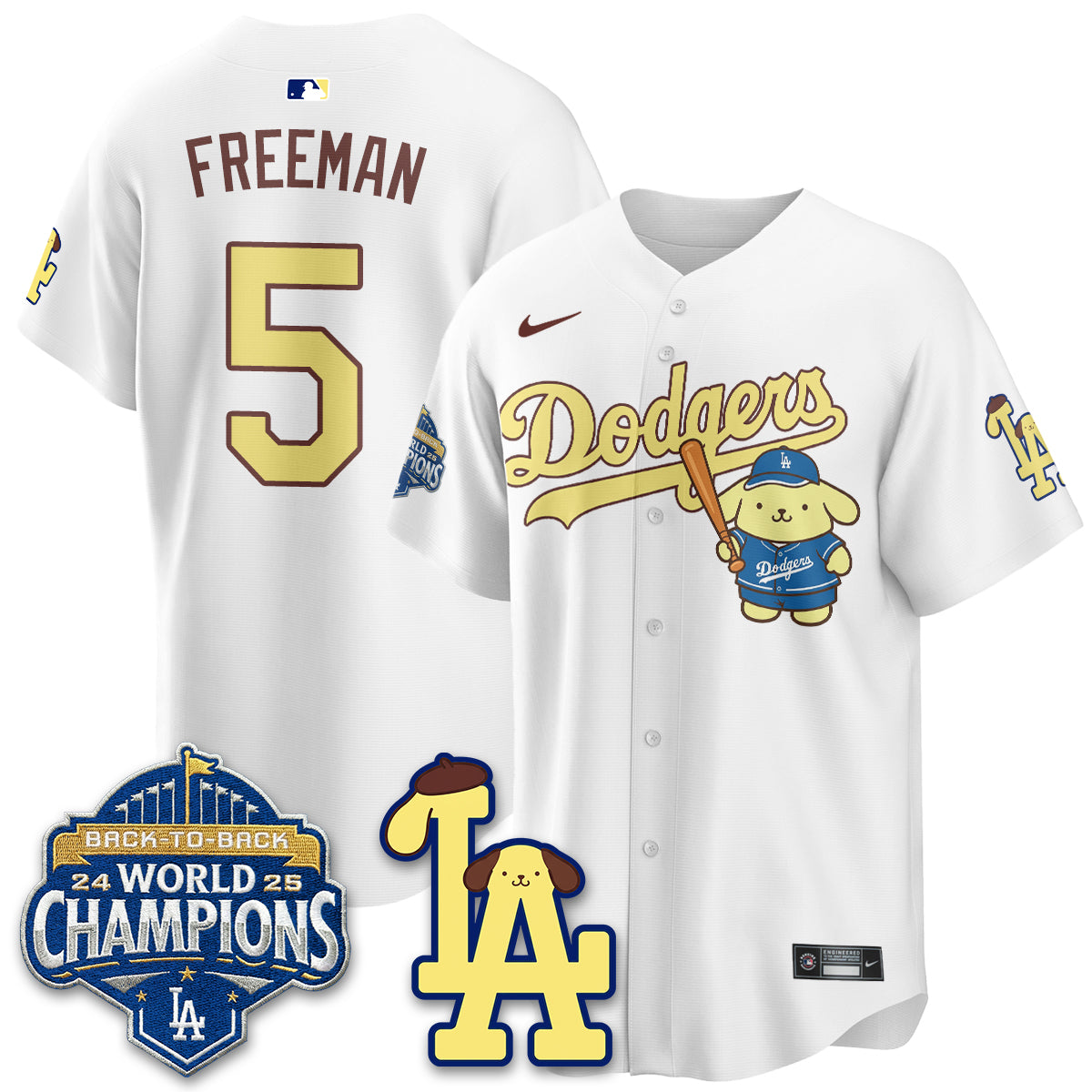 Los Angeles Dodgers Pompompurin Edition Vapor Jersey - Stitched