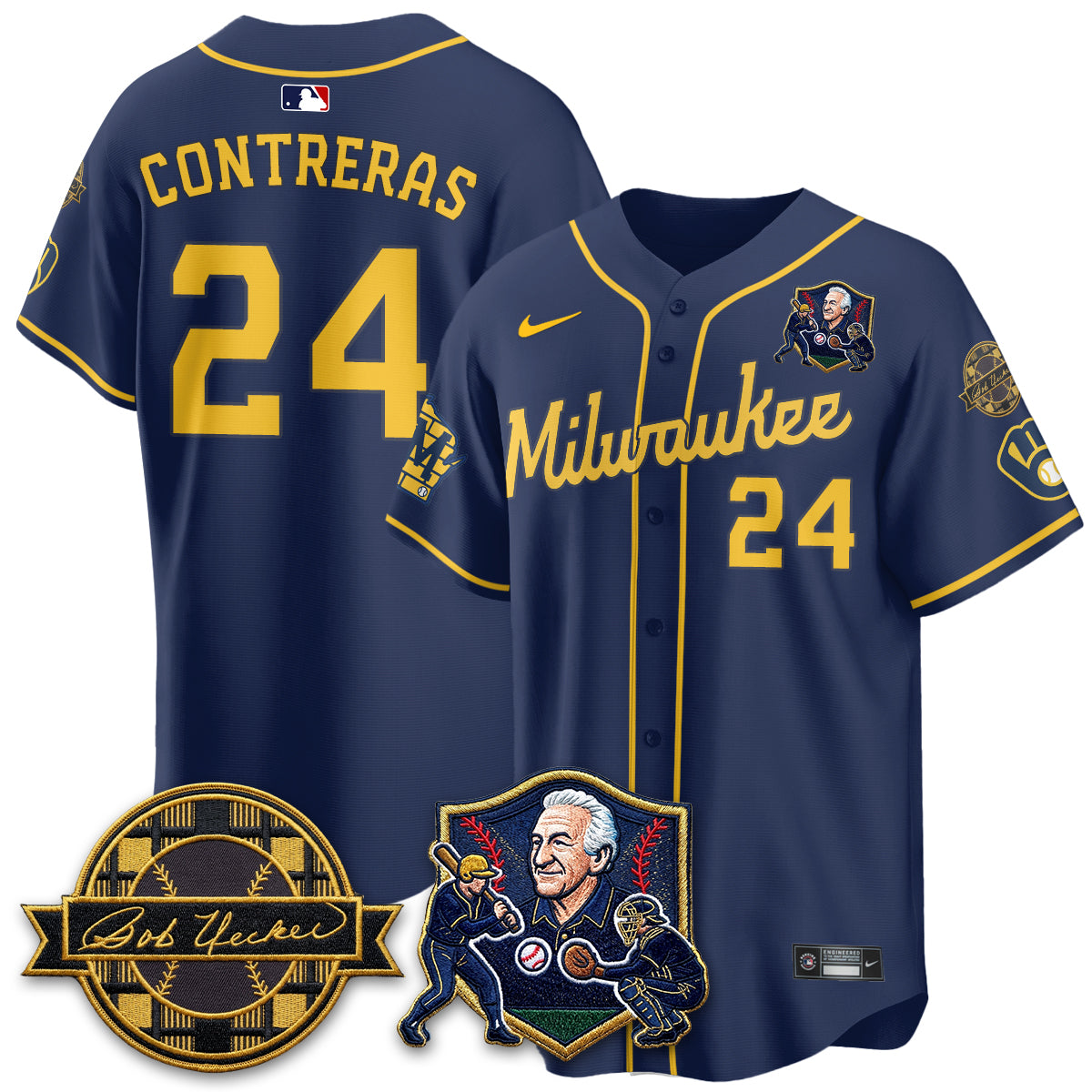 MIL Bob Uecker - 54 Seasons for Brewers' Vapor Limited Gold Jersey - All Stitched