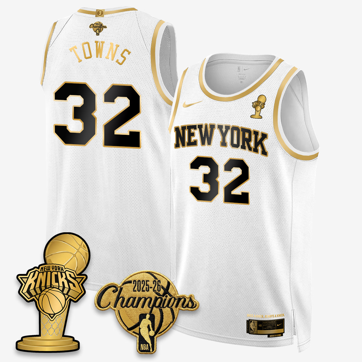 New York Knicks 2026 NBA Champions Gold Edition Vapor Jersey - Stitched