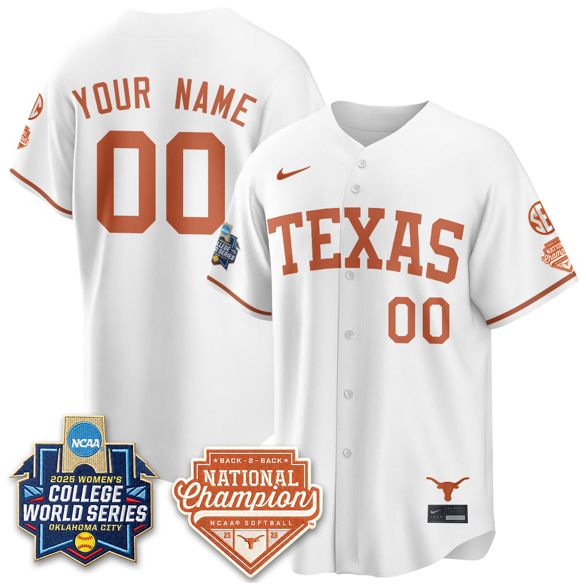 TEX Softball 2026 World Series (WCWS) Vapor Premier Limited Custom Jersey - B2B Champs - All Stitched
