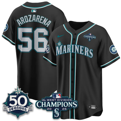 Seattle Mariners 50th Anniversary Black Out Style Vapor Premier Limited Jersey - All Stitched