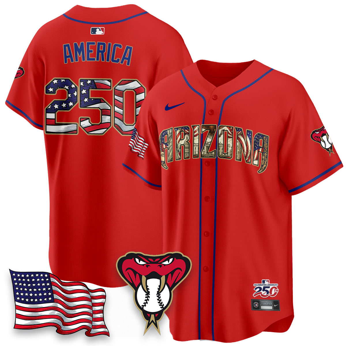 Arizona Diamondbacks 2026 Independence Day USA Vapor Limited Jersey - Stitched-NHM