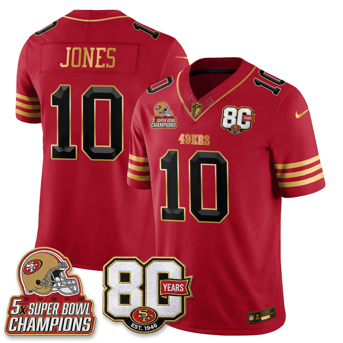 SF 80 Years & 5X Champs Vapor Jersey - Stitched