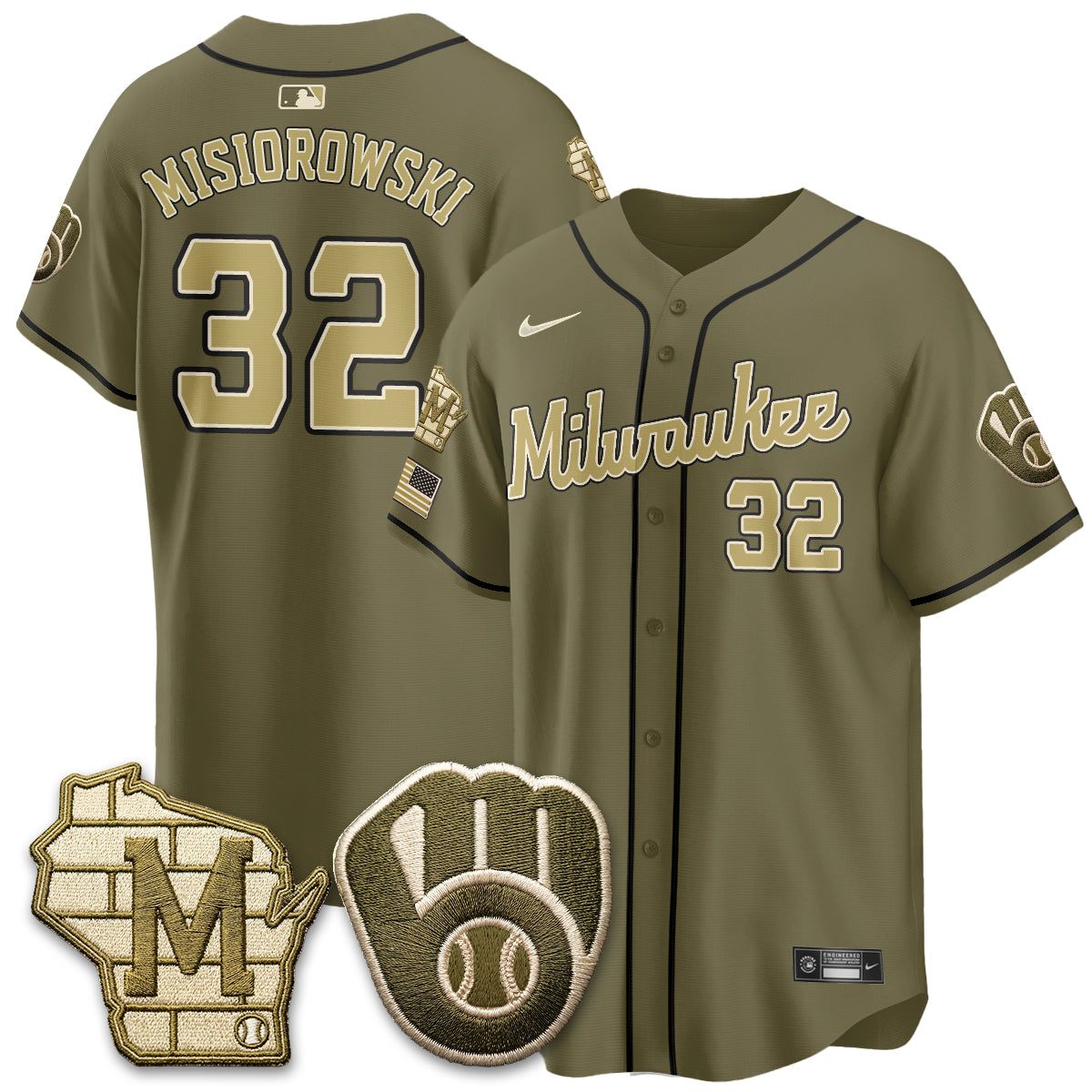 MIL New Era Olive 2026 Armed Forces Day Jersey - All Stitched