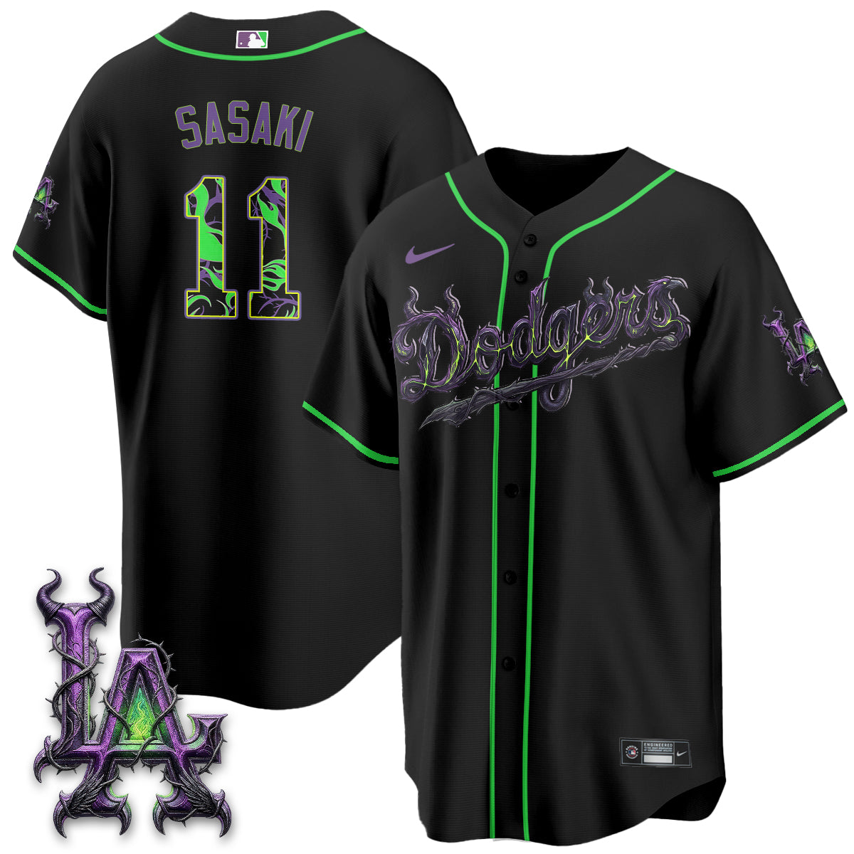 Los Angeles Dodgers Villains Halloween - Horned Queen Vapor Jersey- Stitched