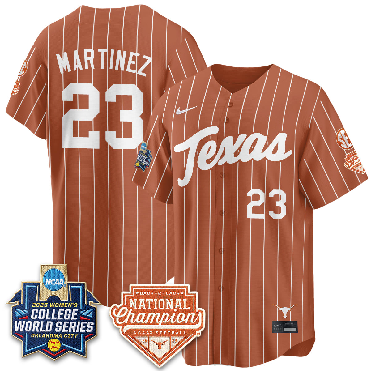 Texas Longhorns Softball 2026 World Series (WCWS) Vapor Premier Limited Jersey - B2B Champs - All Stitched