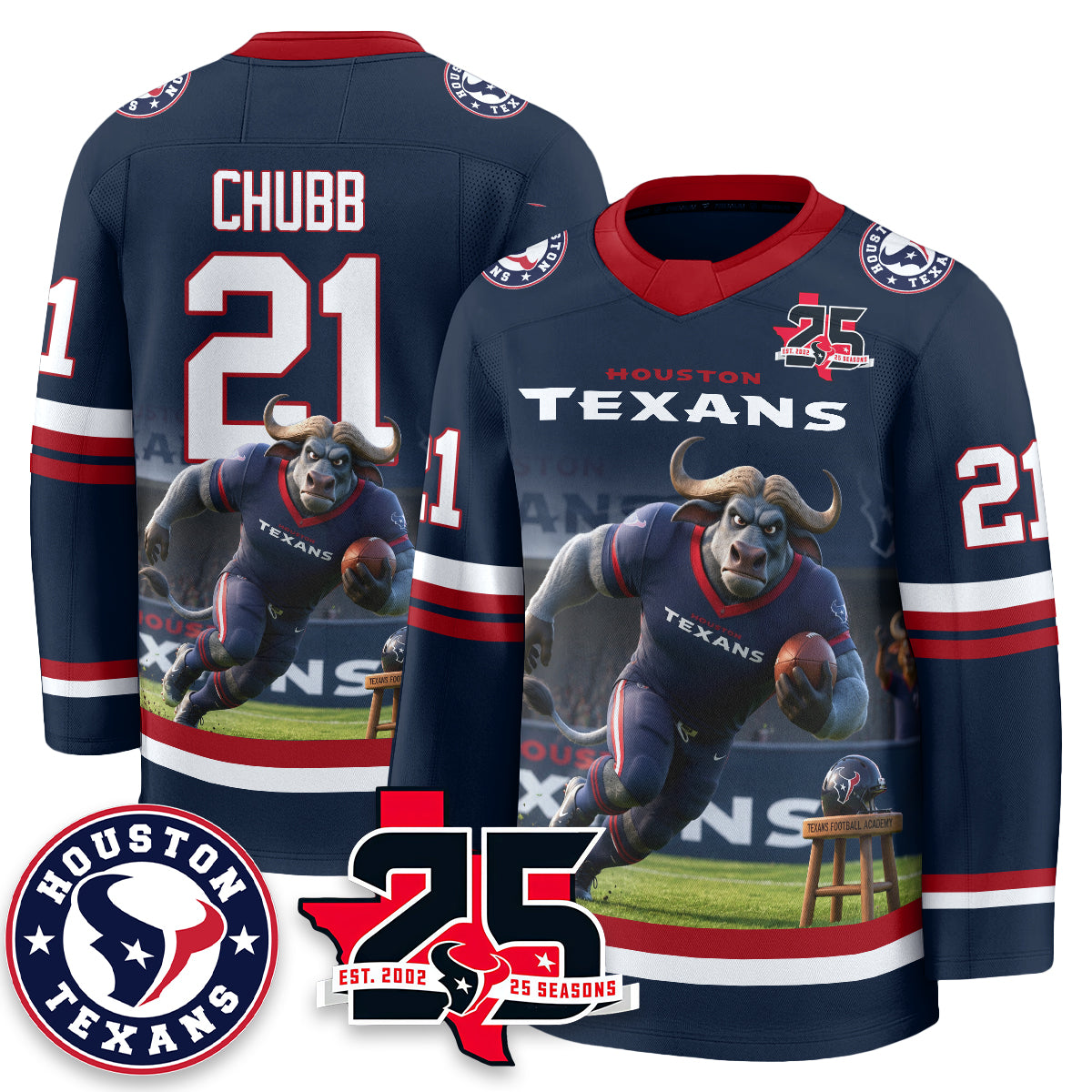 Houston Texans x Bull Chief Edition Hockey Jersey - Printed