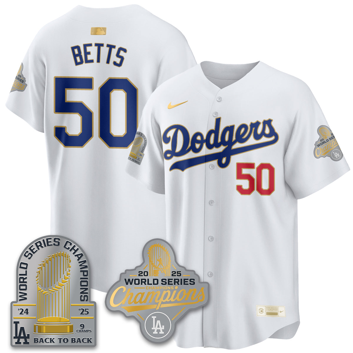 LAD Gold Collection Stadium Vapor Limited Jersey - 9x Champs - All Stitched